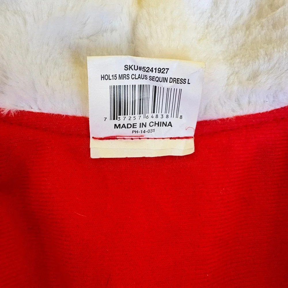 Pet Holiday Mrs Clause Sequin Dress Dog Cat Size Large Red Sparkle‎ Christmas